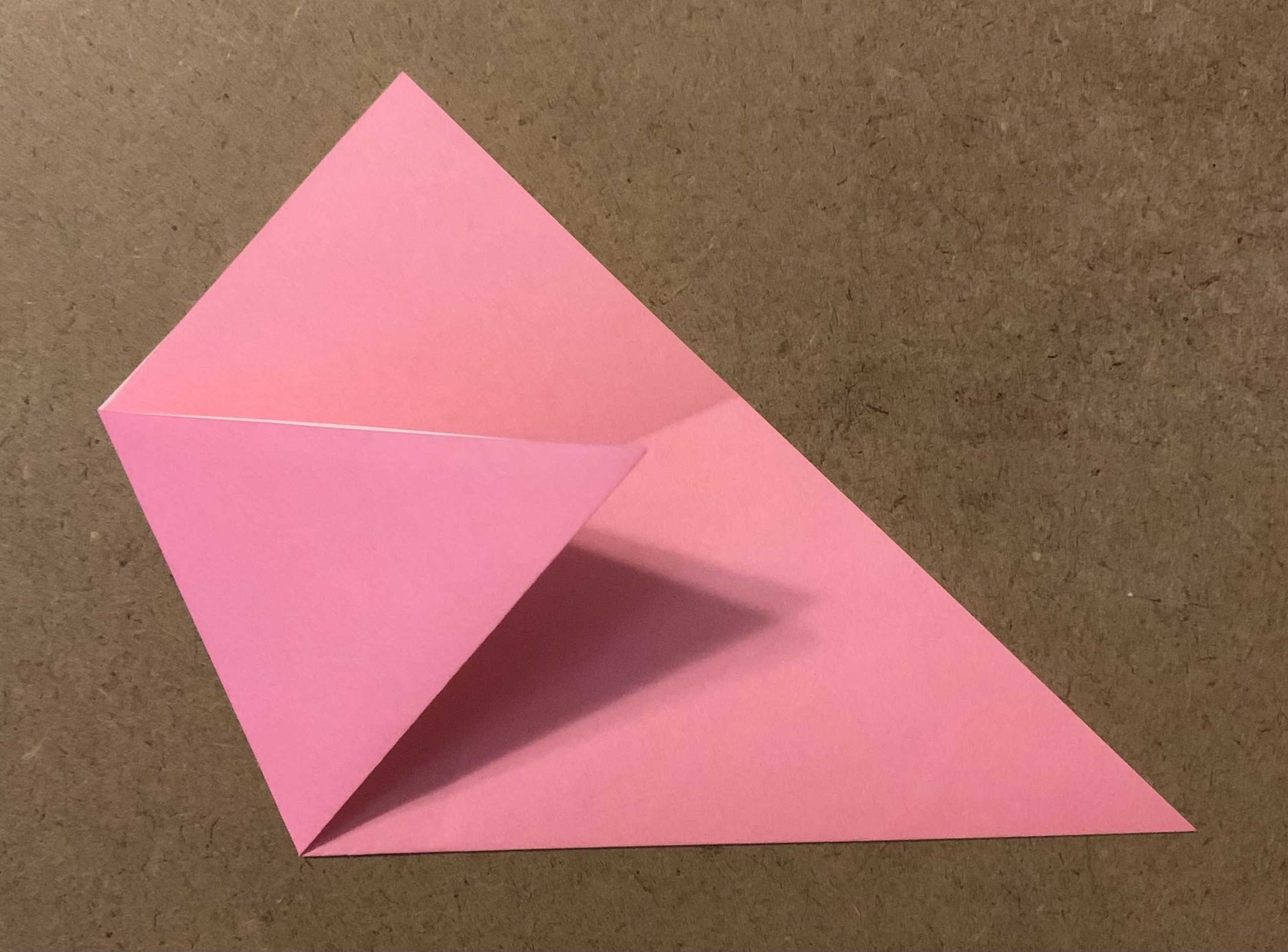 bottom left point of triangle is folded to the center of the right side